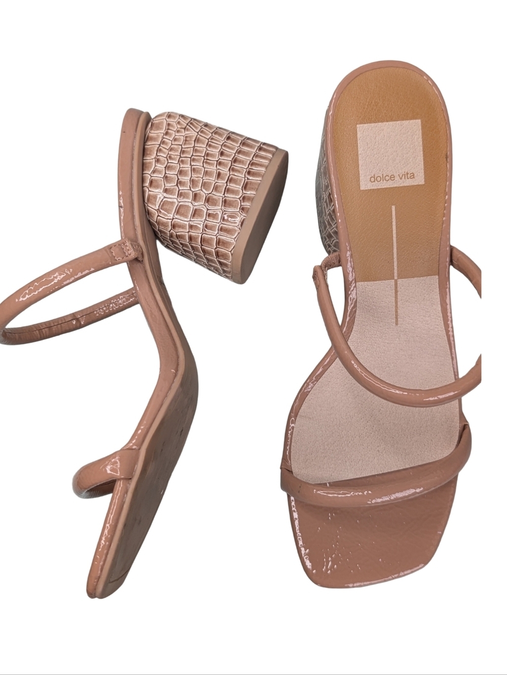 Dolce Vita Nancie Block Heel Sandal Cafe Croco Size 9